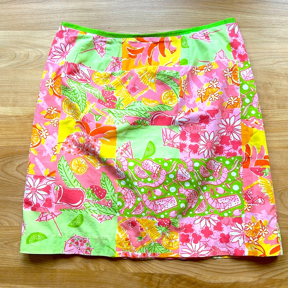 Vintage Lilly Pulitzer short skirt size 6 in patchwork pattern